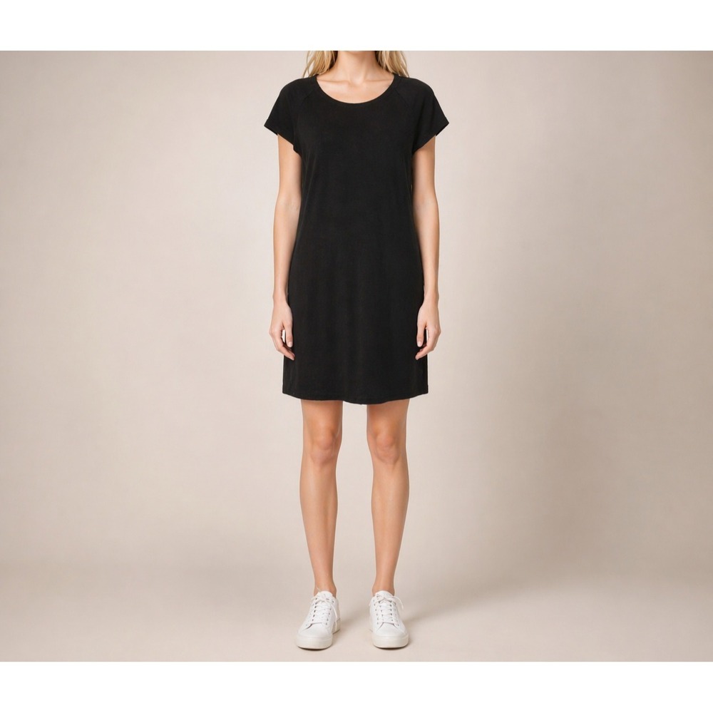 STS Sail to Sable Rayon Blend Knit Dress Minimalist Casual Black Stretch Size XS
